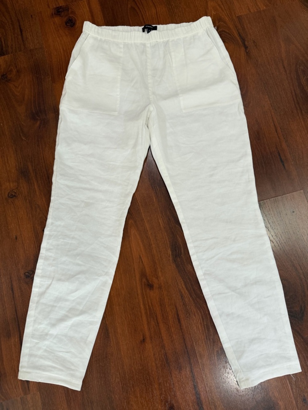 Theory women's linen blend pull on pants Sz 6 white
